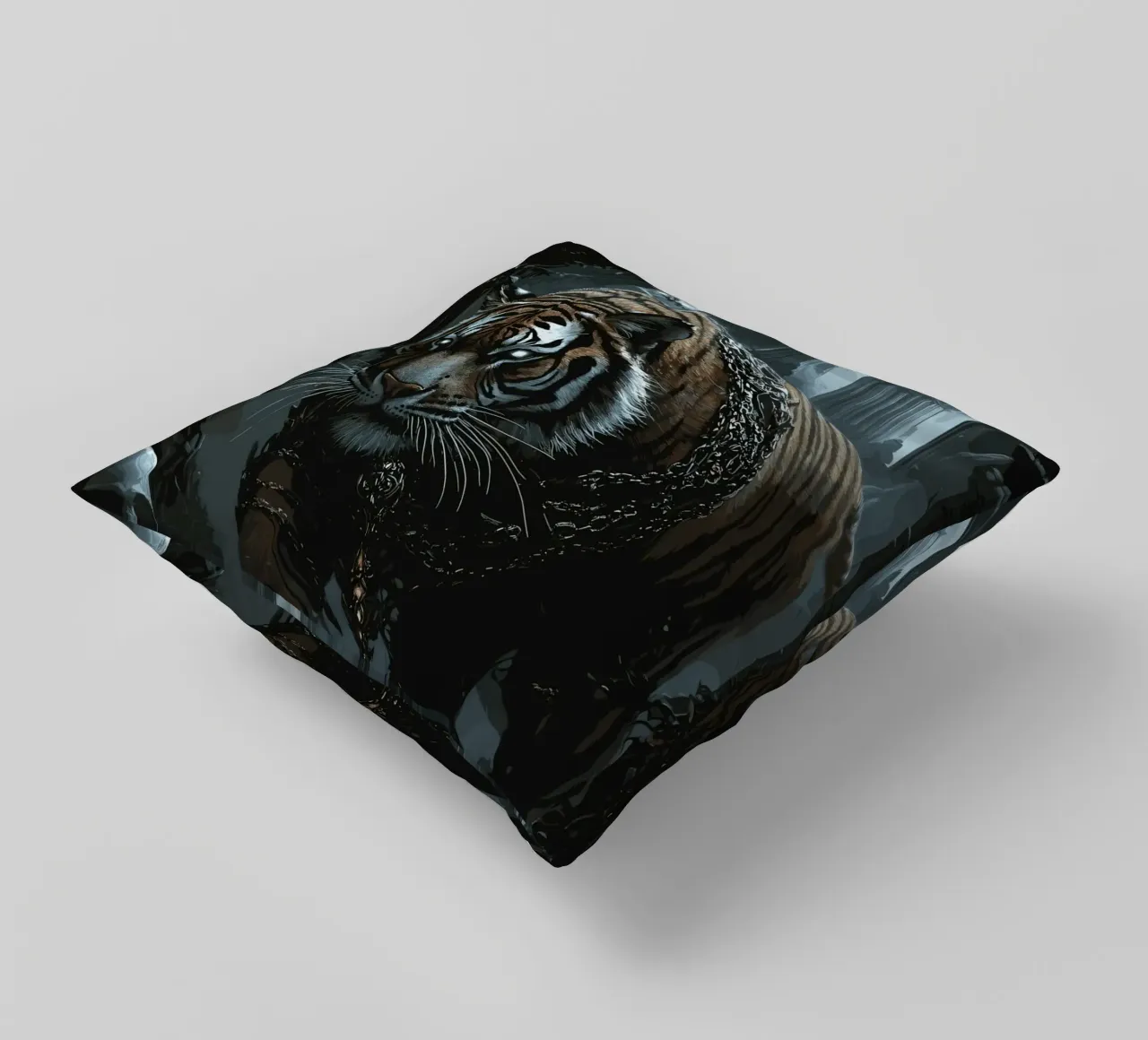 Tigre in una rovina buia con catene cuscino da pixelbull - medieval art and more