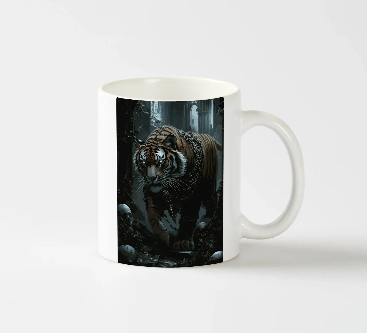 Tigre in una rovina buia con catene tazza in ceramica da pixelbull - medieval art and more