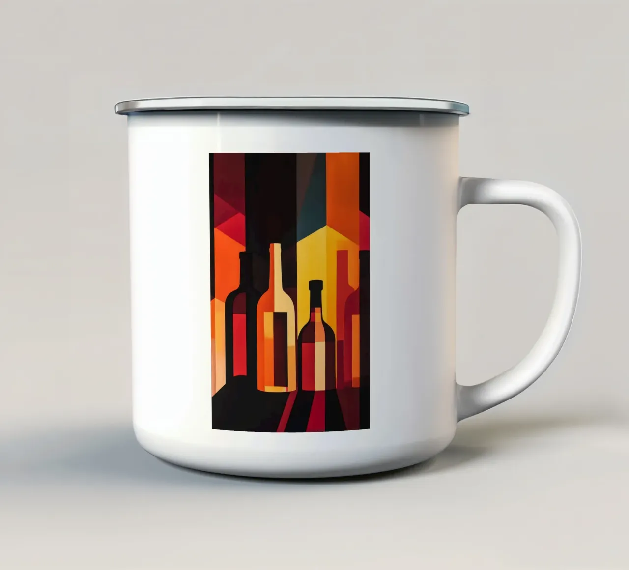 Bottiglie colorate in luce d'ombra tazza in smalto da pixelbull - medieval art and more