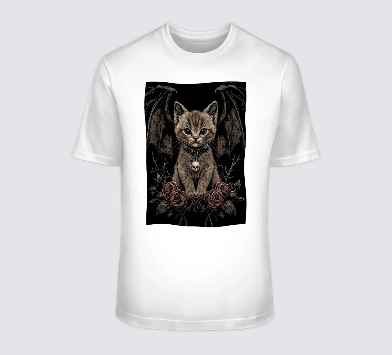 Gattino gotico con ali e rose t-shirt da pixelbull - medieval art and more
