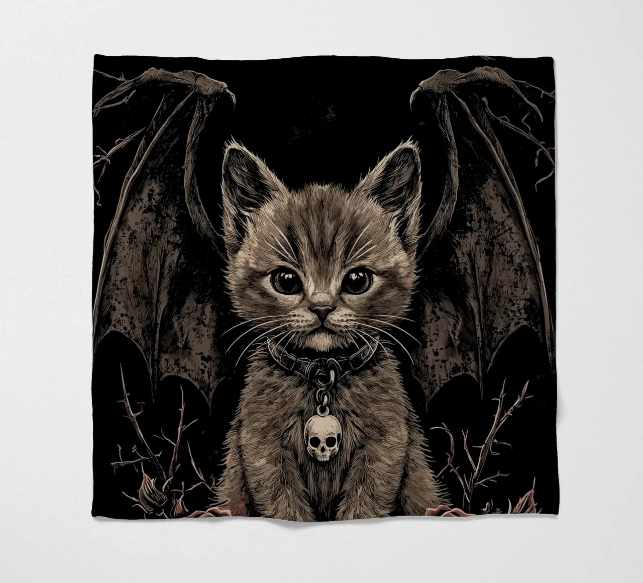 Gattino gotico con ali e rose coperta in pile da pixelbull - medieval art and more