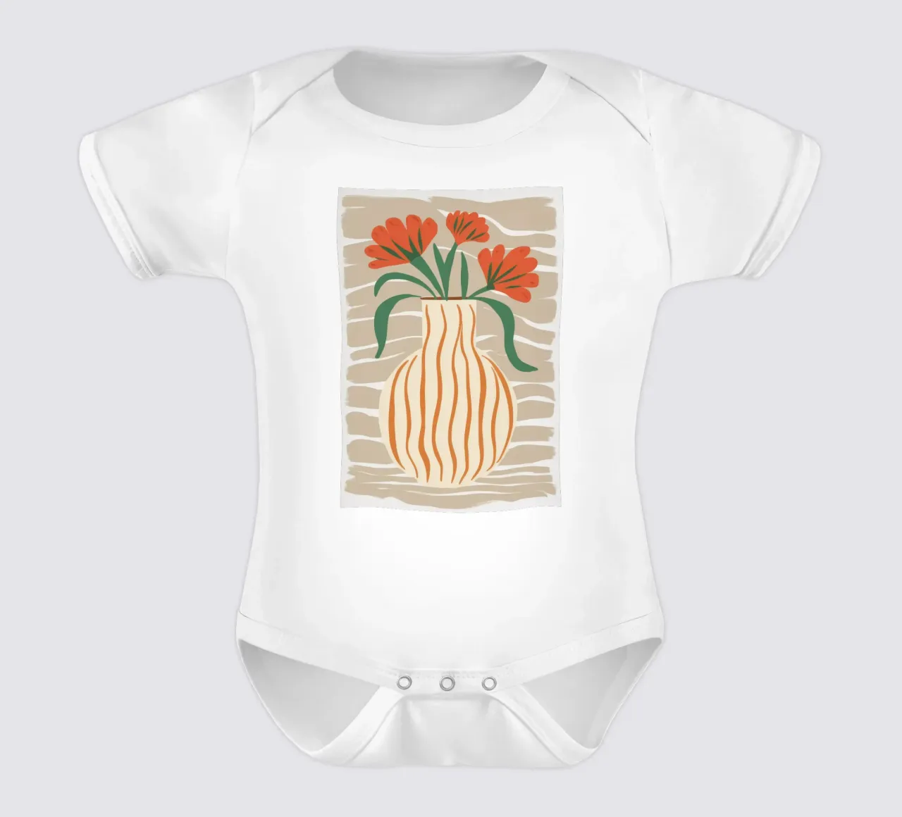 Tangerine Stripe Still Life short-sleeve baby romper by Reds Jays