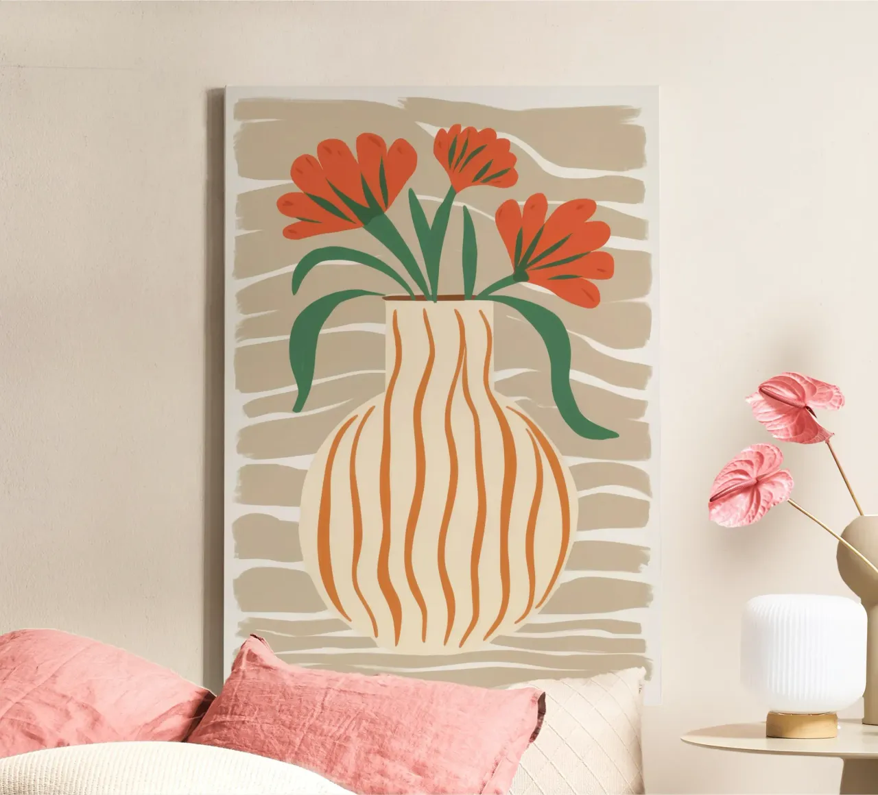 Tangerine Stripe Still Life canvas with Floater frame by Reds Jays