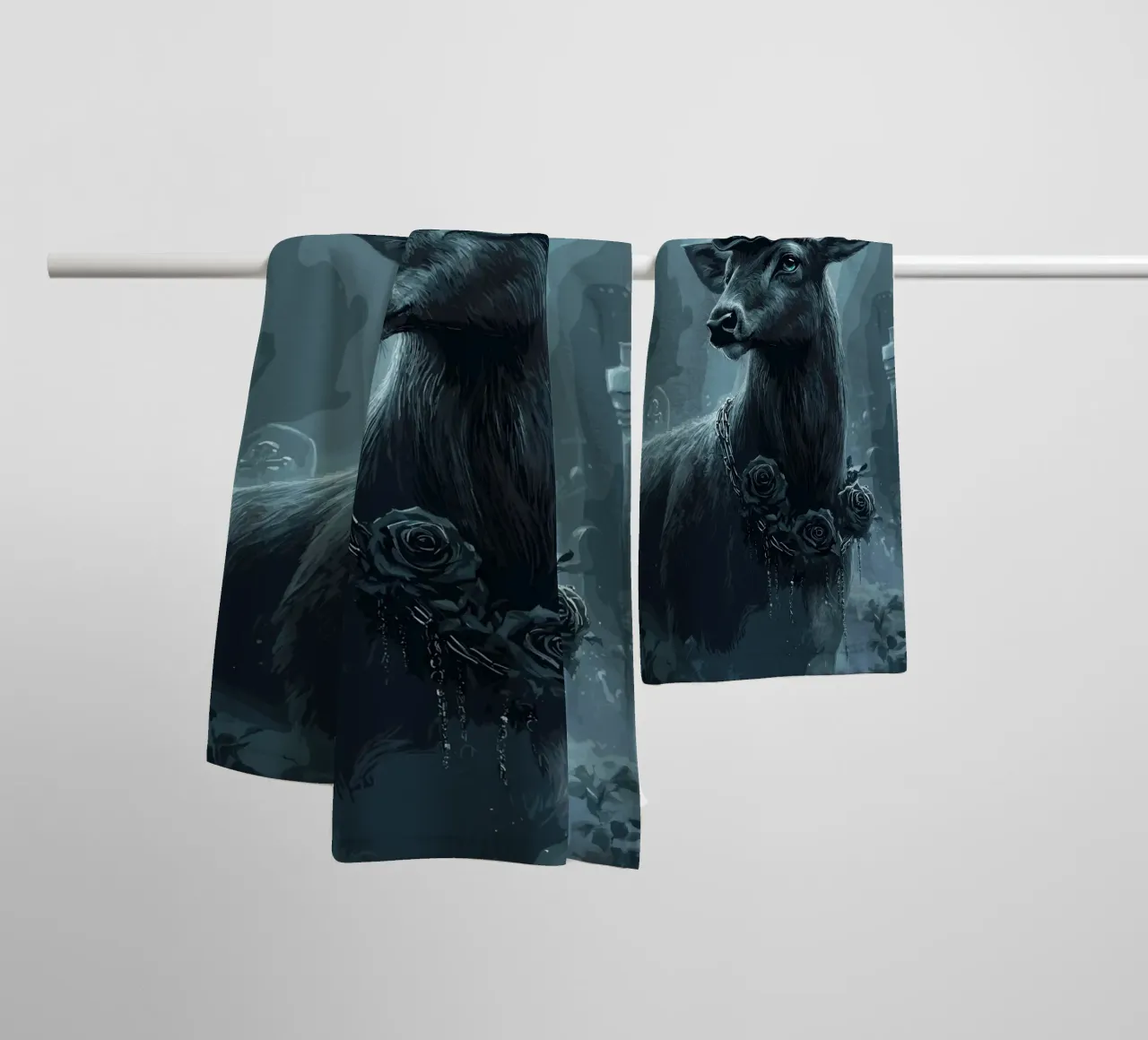 Elegant stag with top hat in the cloud forest towel by pixelbull - medieval art and more