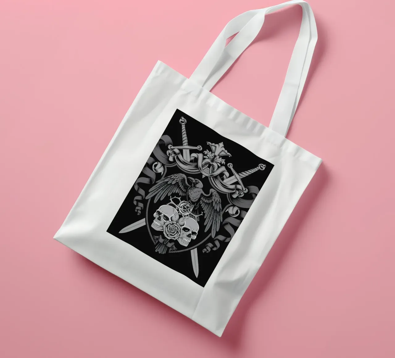 Stemma con corvo e teschi borsa in juta da pixelbull - medieval art and more