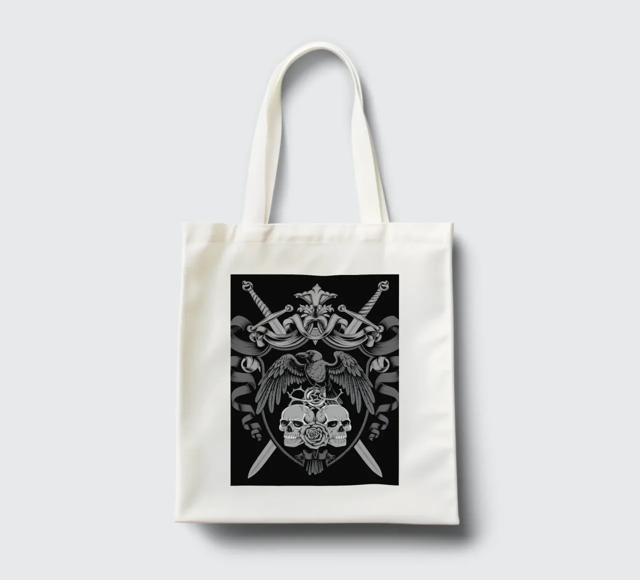 Stemma con corvo e teschi borsa in juta da pixelbull - medieval art and more