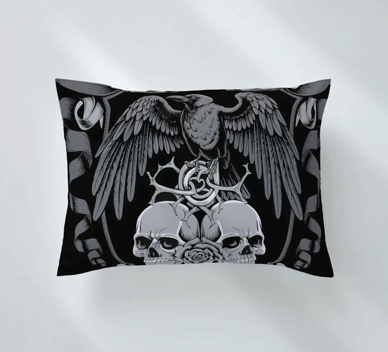 Stemma con corvo e teschi cuscino da pixelbull - medieval art and more