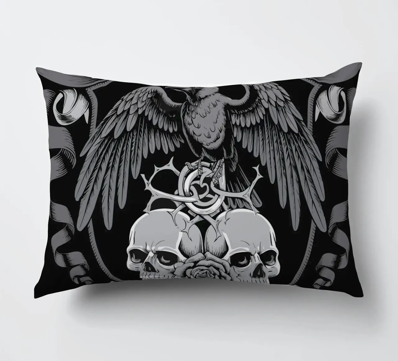 Stemma con corvo e teschi cuscino da pixelbull - medieval art and more