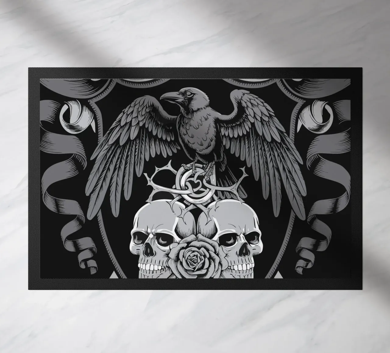 Stemma con corvo e teschi zerbino da pixelbull - medieval art and more