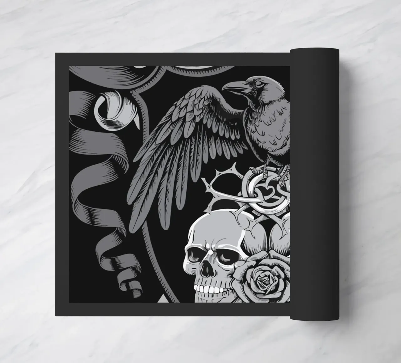 Stemma con corvo e teschi zerbino da pixelbull - medieval art and more