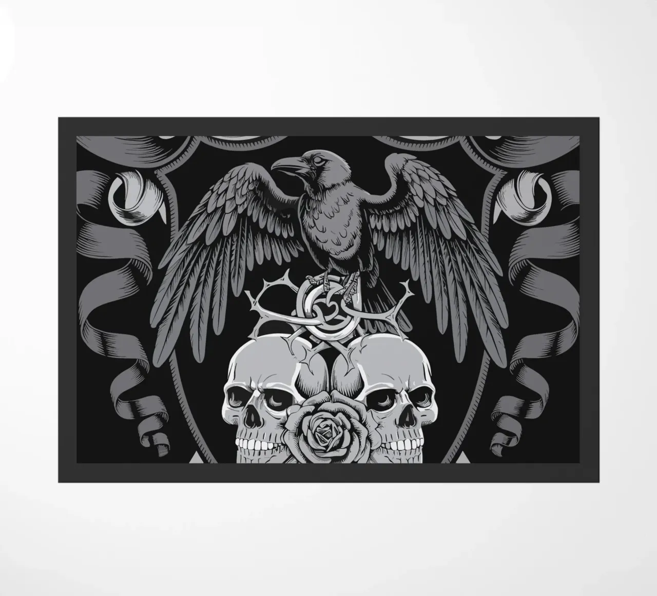 Stemma con corvo e teschi zerbino da pixelbull - medieval art and more