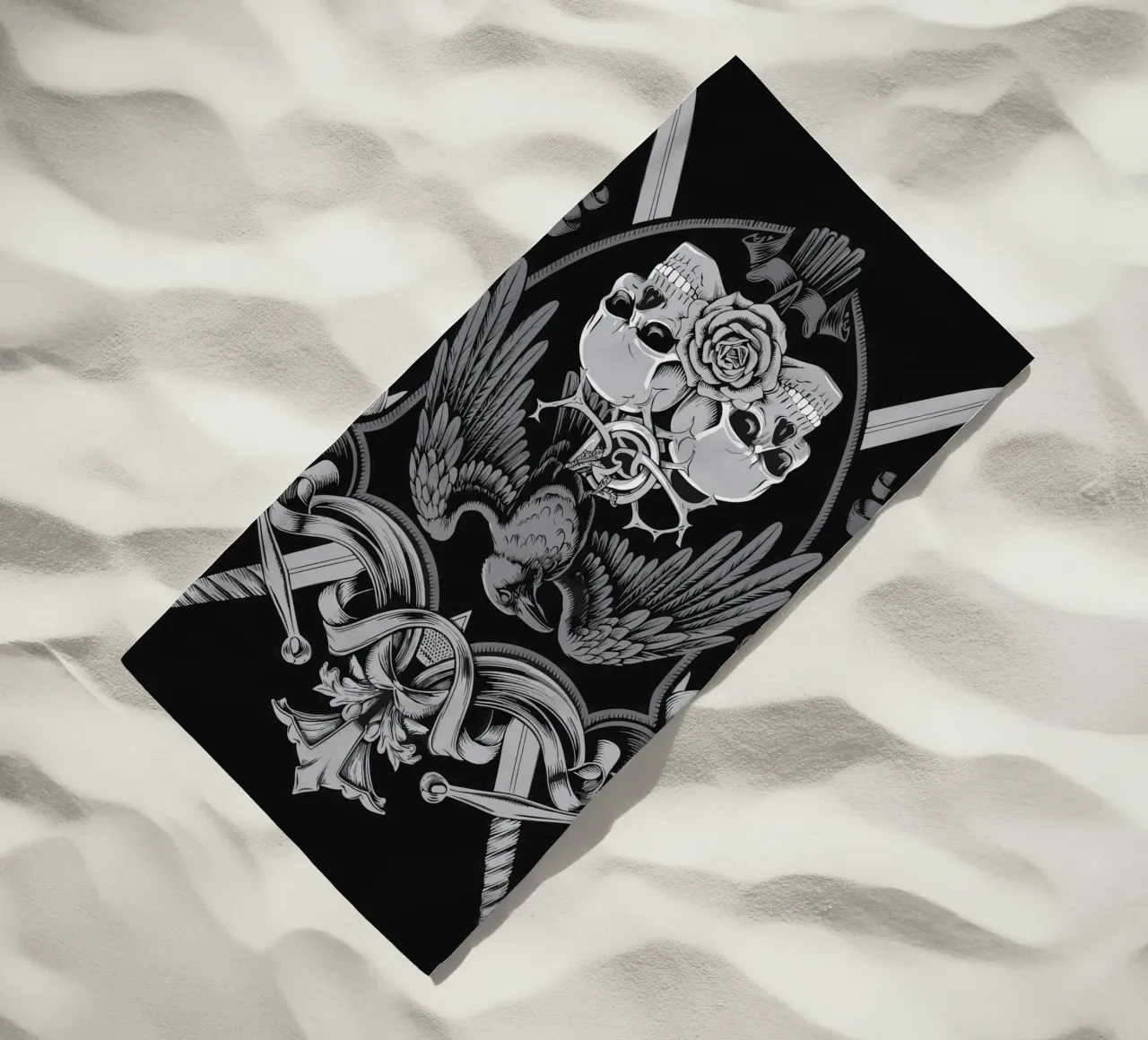 Stemma con corvo e teschi telo mare da pixelbull - medieval art and more