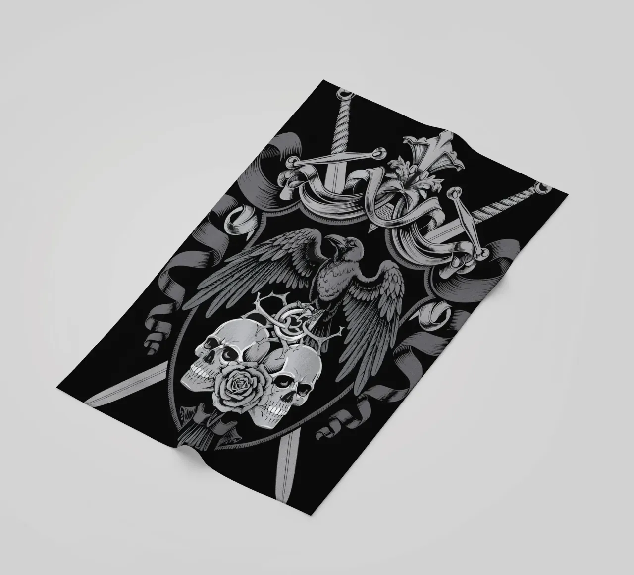 Stemma con corvo e teschi telo mare da pixelbull - medieval art and more