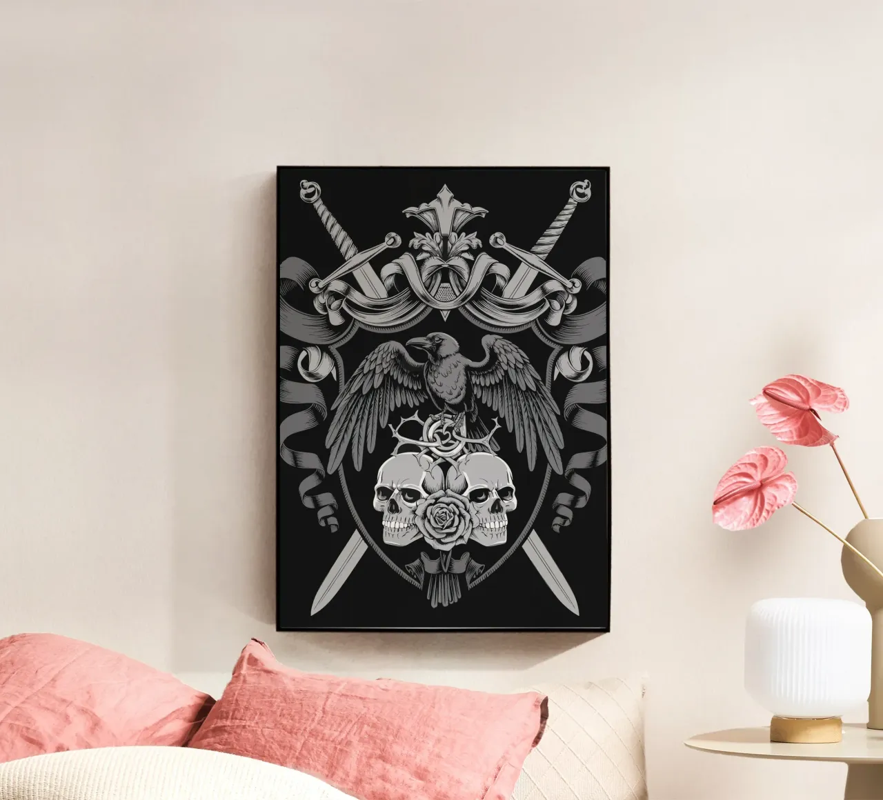 Stemma con corvo e teschi plexiglass da pixelbull - medieval art and more