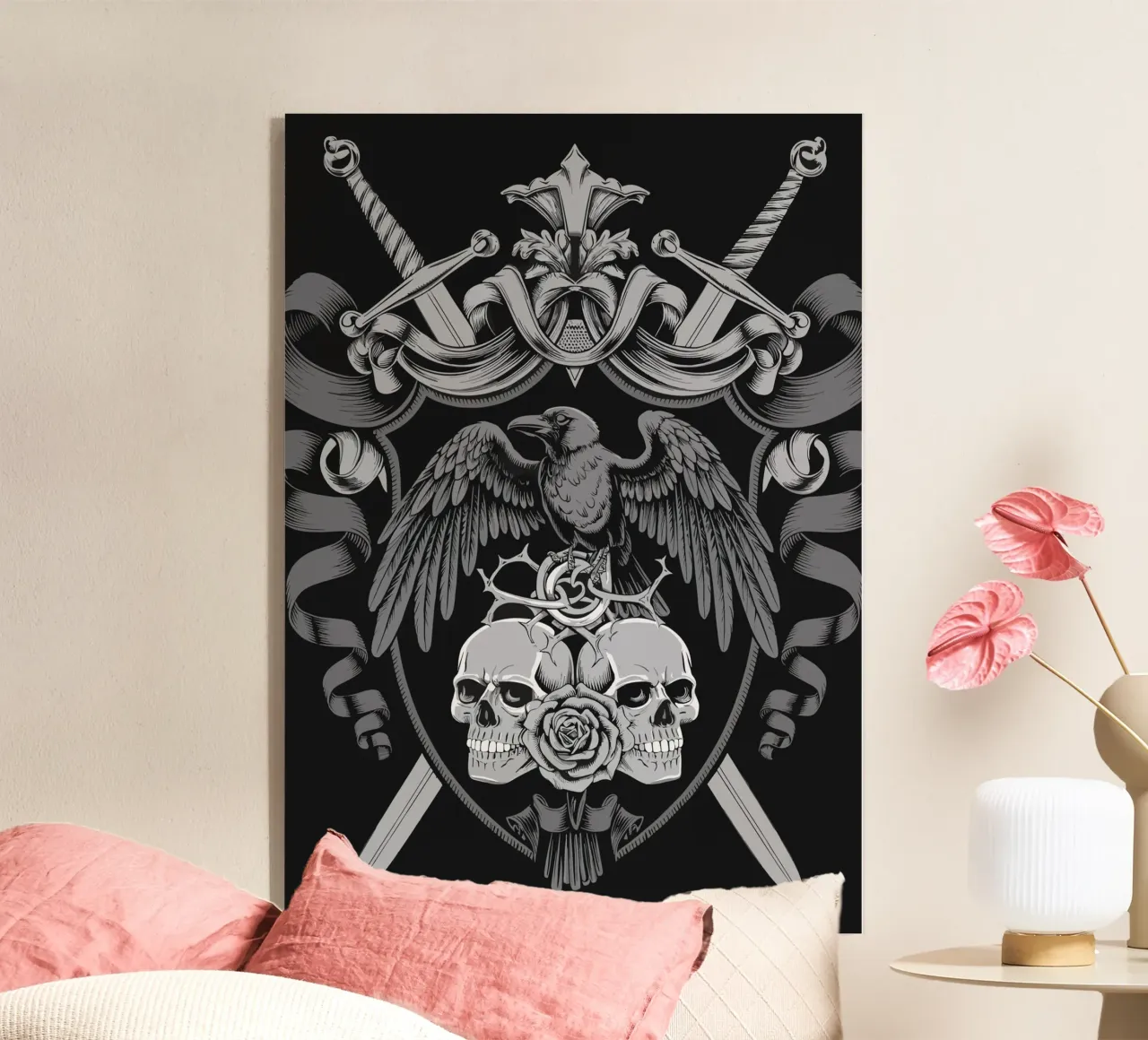 Stemma con corvo e teschi plexiglass da pixelbull - medieval art and more