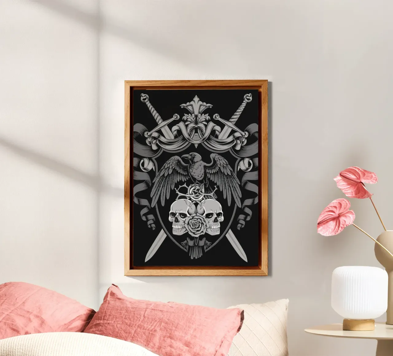 Wapen met raaf en doodshoofden forex-plaat van pixelbull - medieval art and more