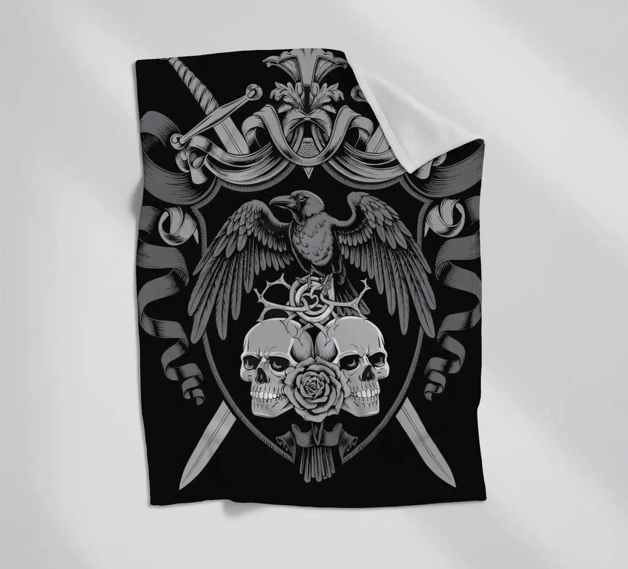 Stemma con corvo e teschi coperta in pile da pixelbull - medieval art and more