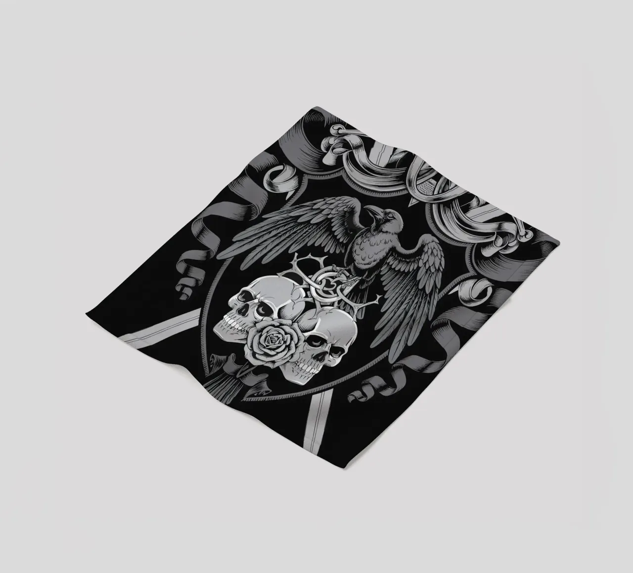 Stemma con corvo e teschi coperta in pile da pixelbull - medieval art and more