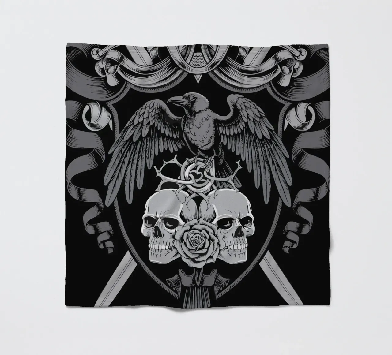 Stemma con corvo e teschi coperta in pile da pixelbull - medieval art and more
