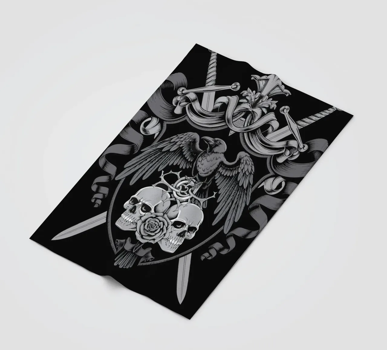 Stemma con corvo e teschi coperta in pile da pixelbull - medieval art and more