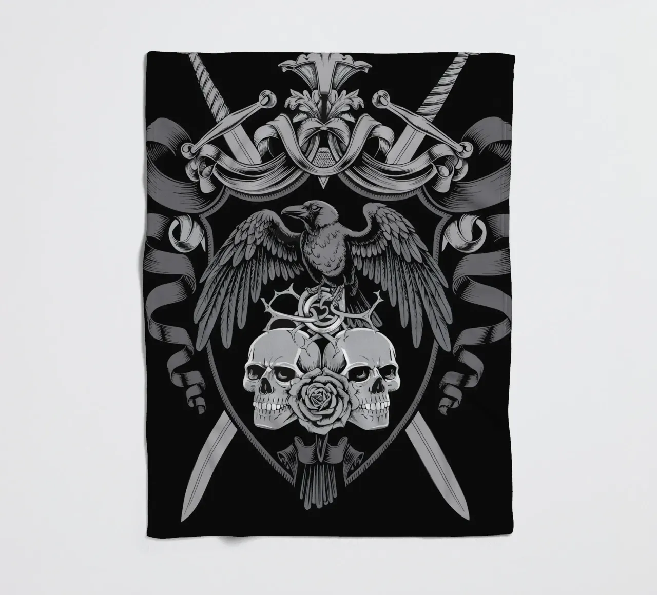 Stemma con corvo e teschi coperta in pile da pixelbull - medieval art and more