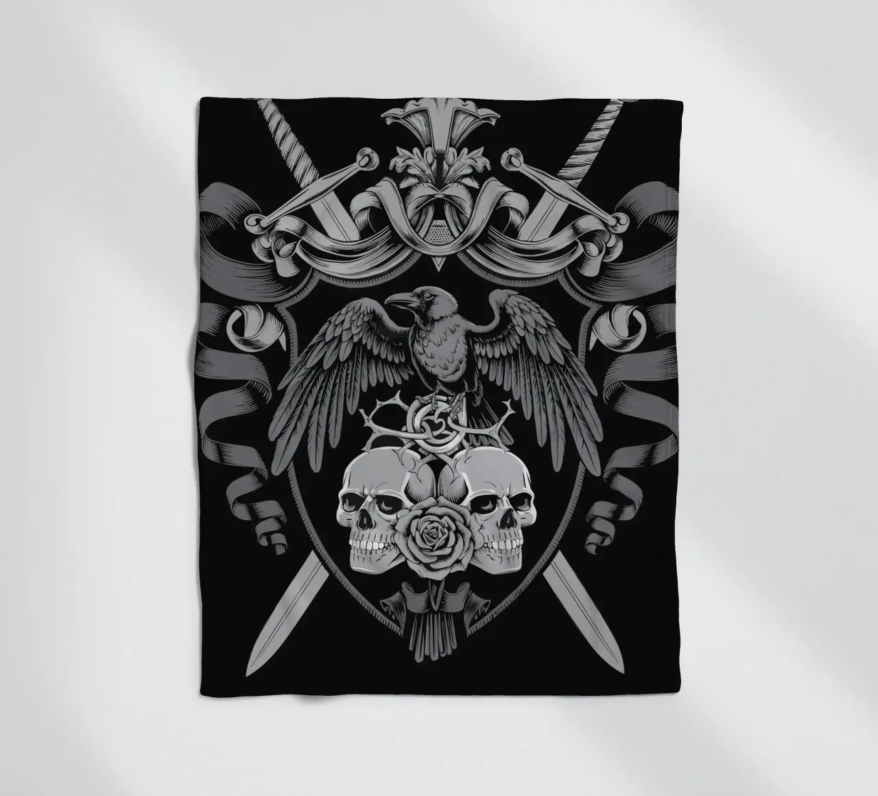 Stemma con corvo e teschi coperta in pile da pixelbull - medieval art and more