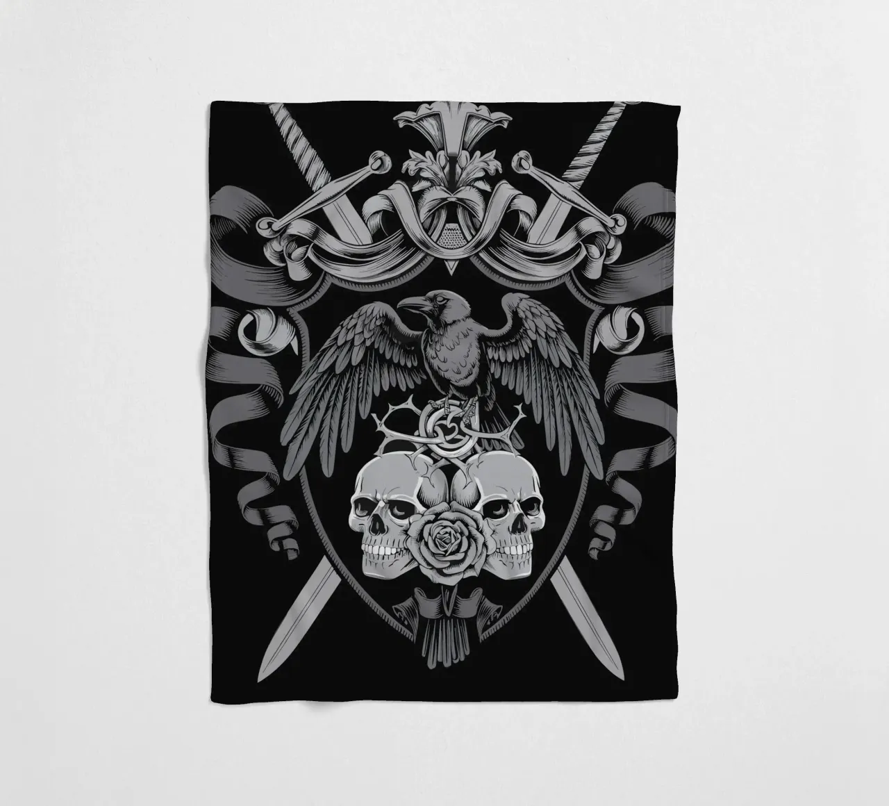 Stemma con corvo e teschi coperta in pile da pixelbull - medieval art and more