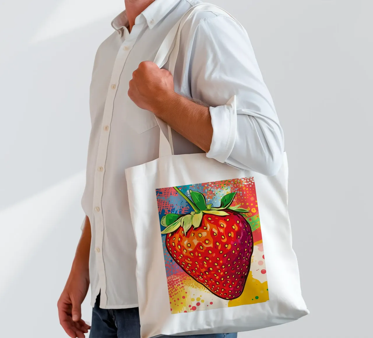 Fragola colorata in stile pop art borsa in juta da pixelbull - medieval art and more