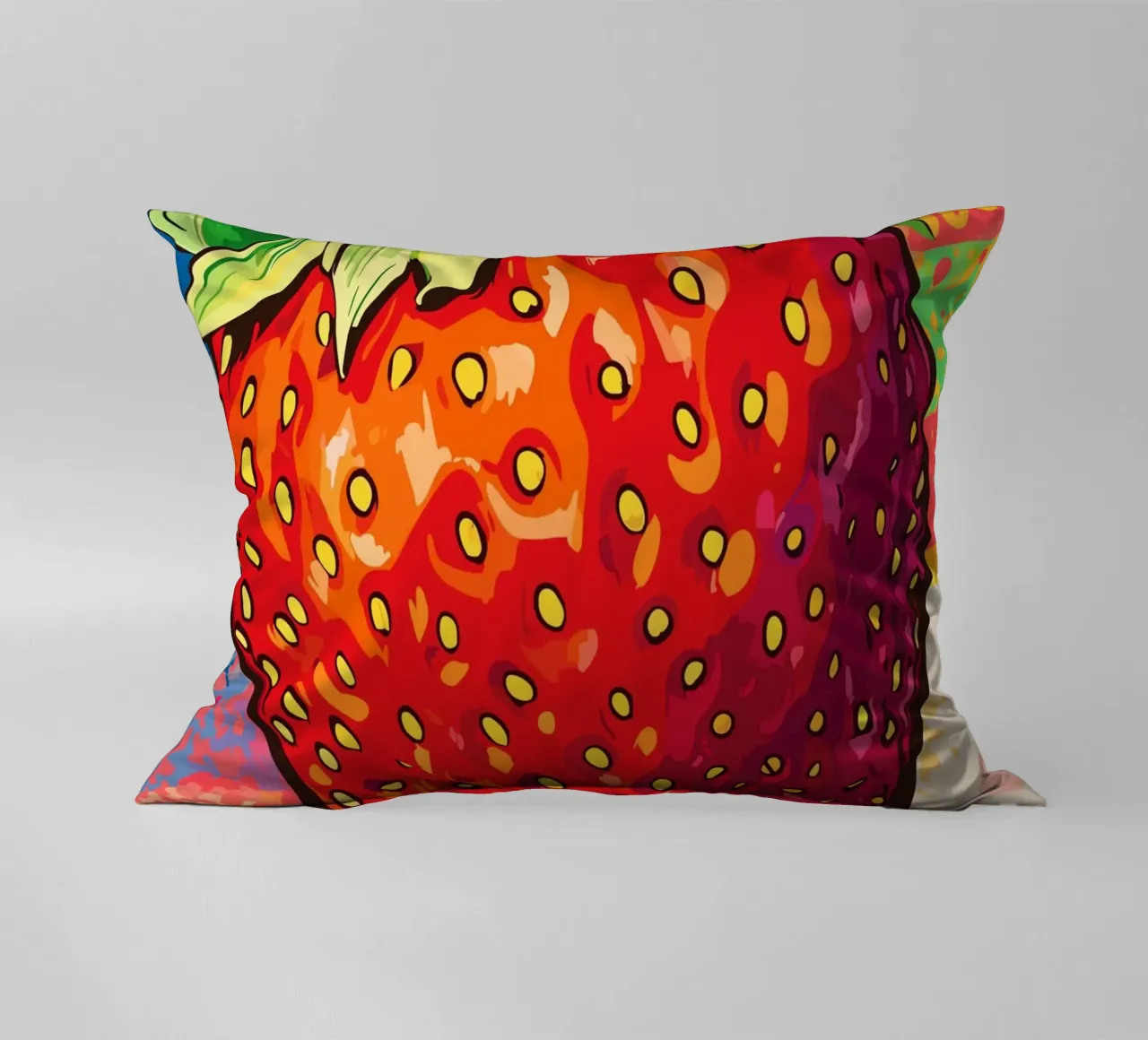 Fragola colorata in stile pop art cuscino da pixelbull - medieval art and more