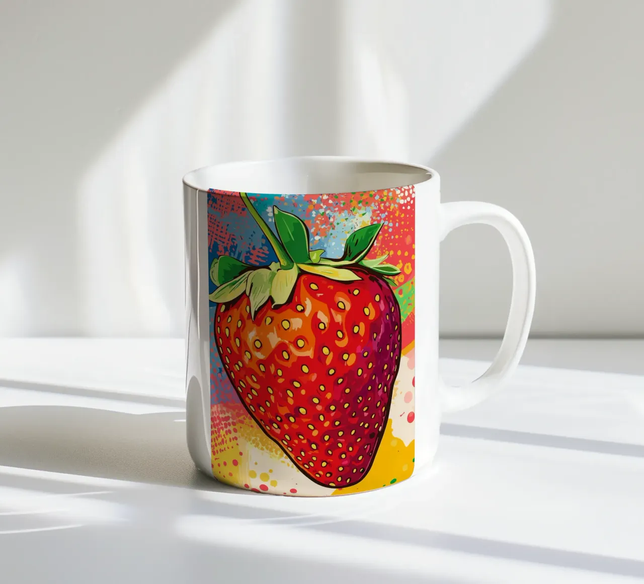 Fragola colorata in stile pop art tazza in ceramica da pixelbull - medieval art and more