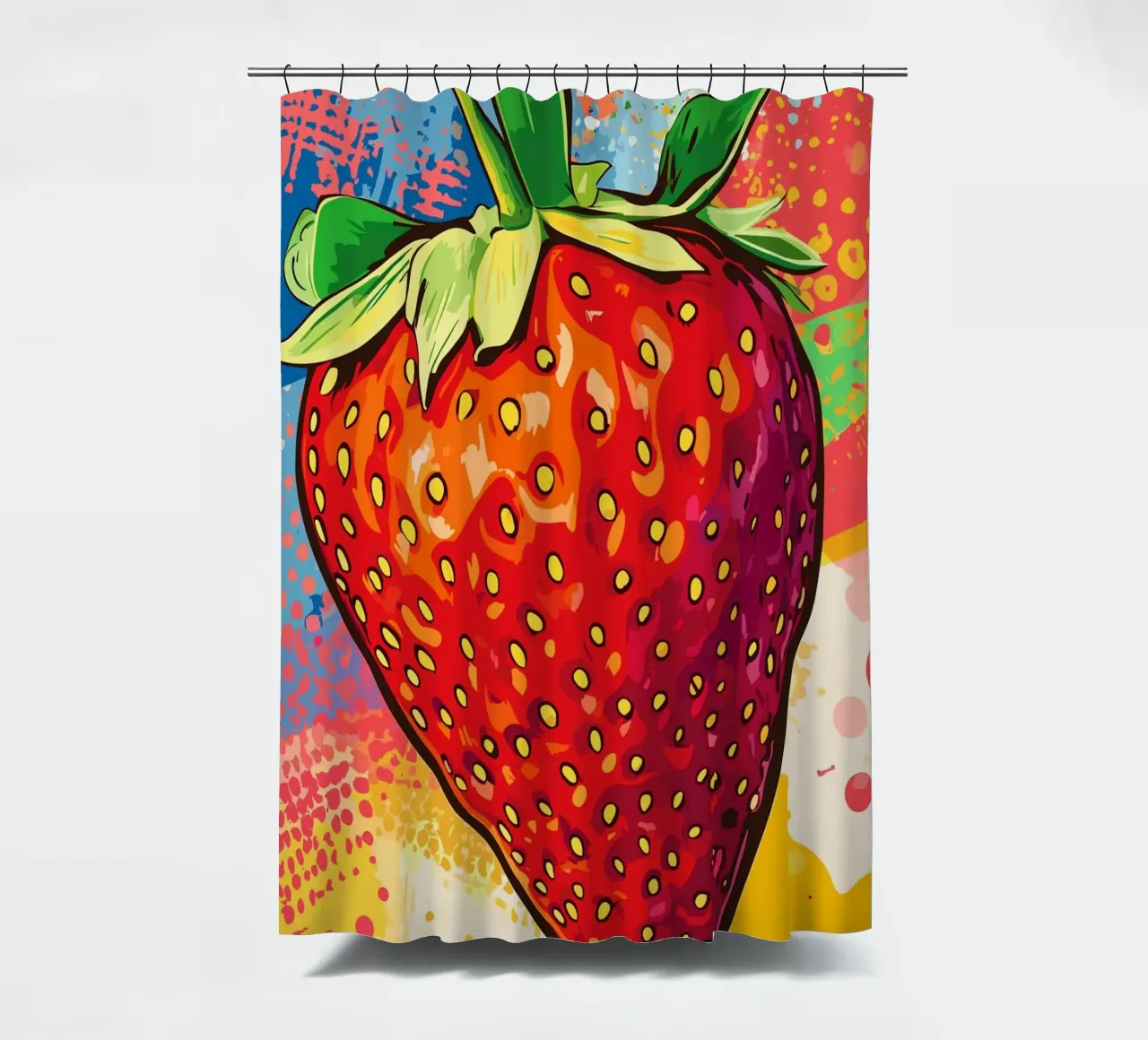 Fragola colorata in stile pop art tenda da doccia da pixelbull - medieval art and more