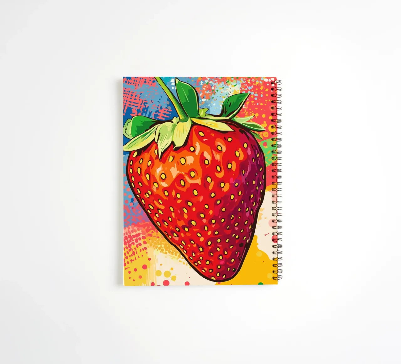 Colourful strawberry in pop art style spiral notebook by pixelbull - medieval art and more