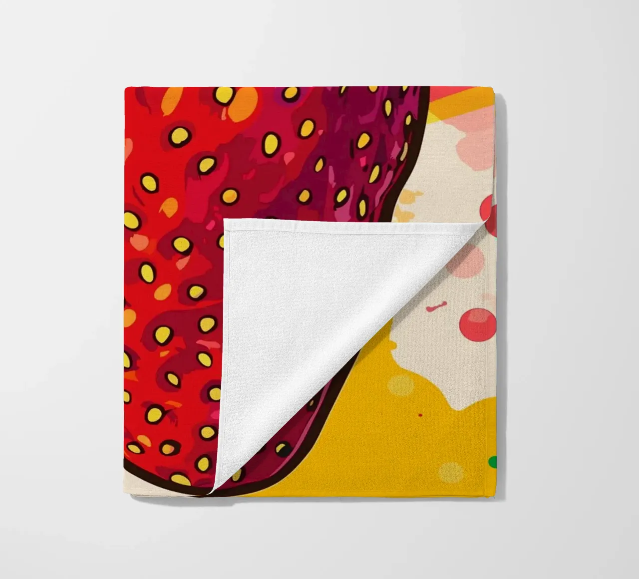 Fragola colorata in stile pop art telo mare da pixelbull - medieval art and more