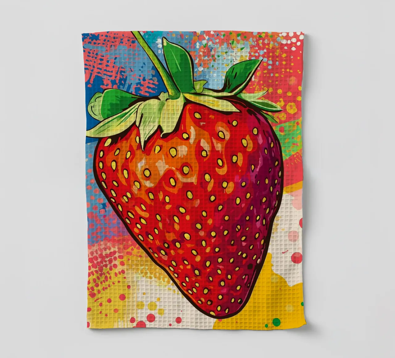 Fragola colorata in stile pop art canovaccio da cucina da pixelbull - medieval art and more
