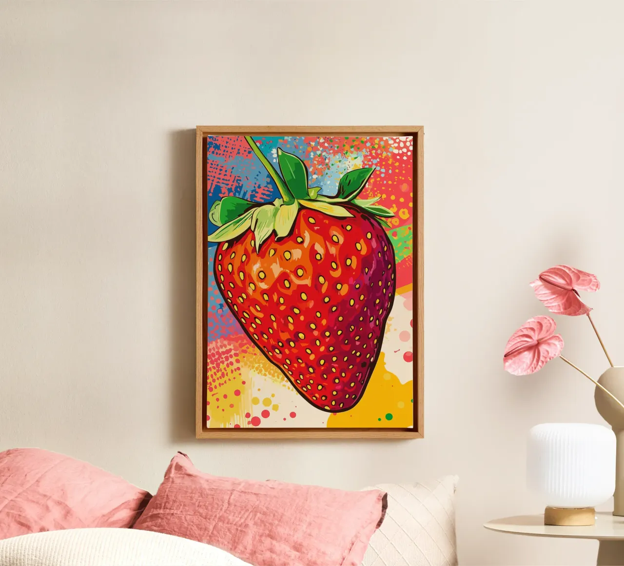 Fragola colorata in stile pop art tela da pixelbull - medieval art and more