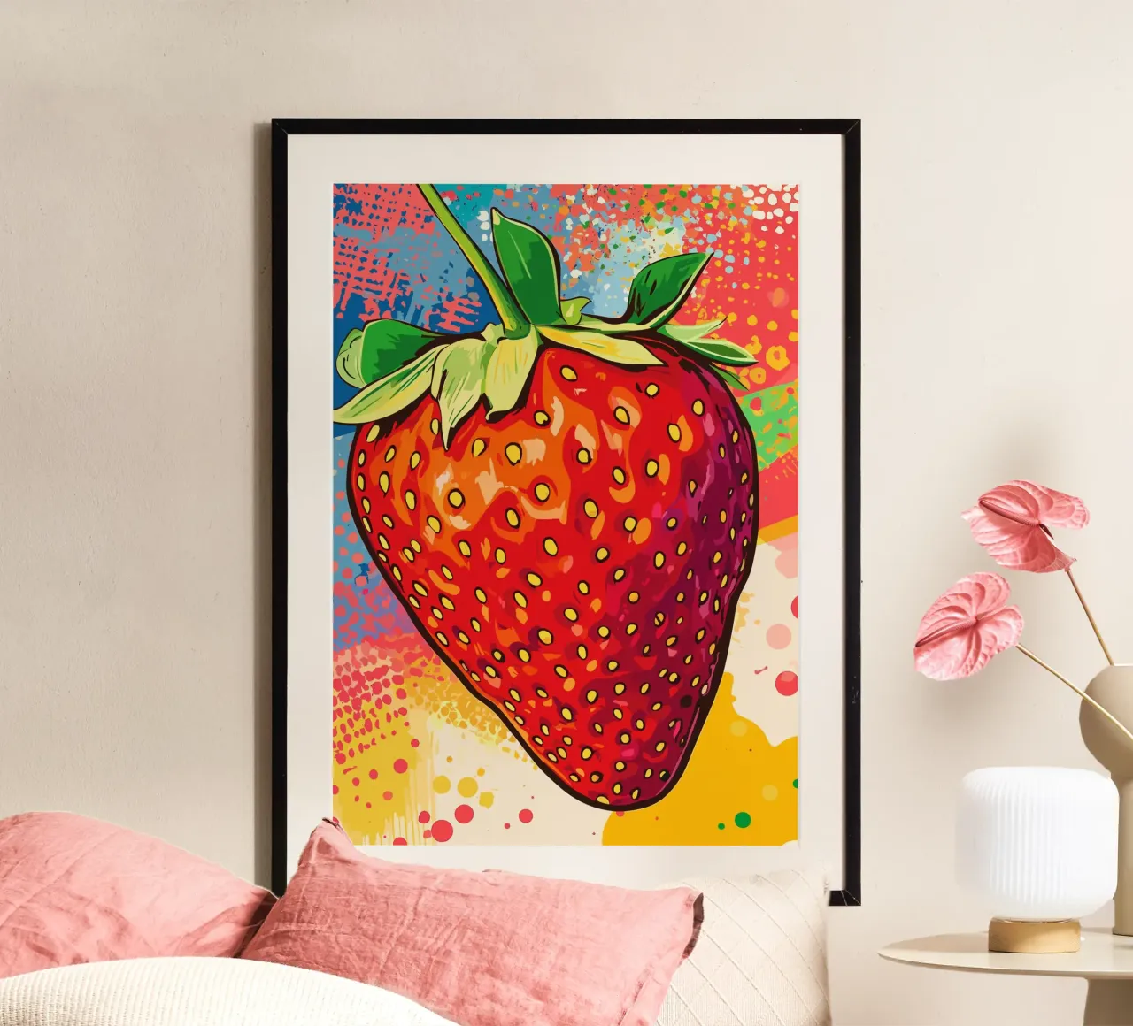 Fragola colorata in stile pop art carta hahnemühle da pixelbull - medieval art and more