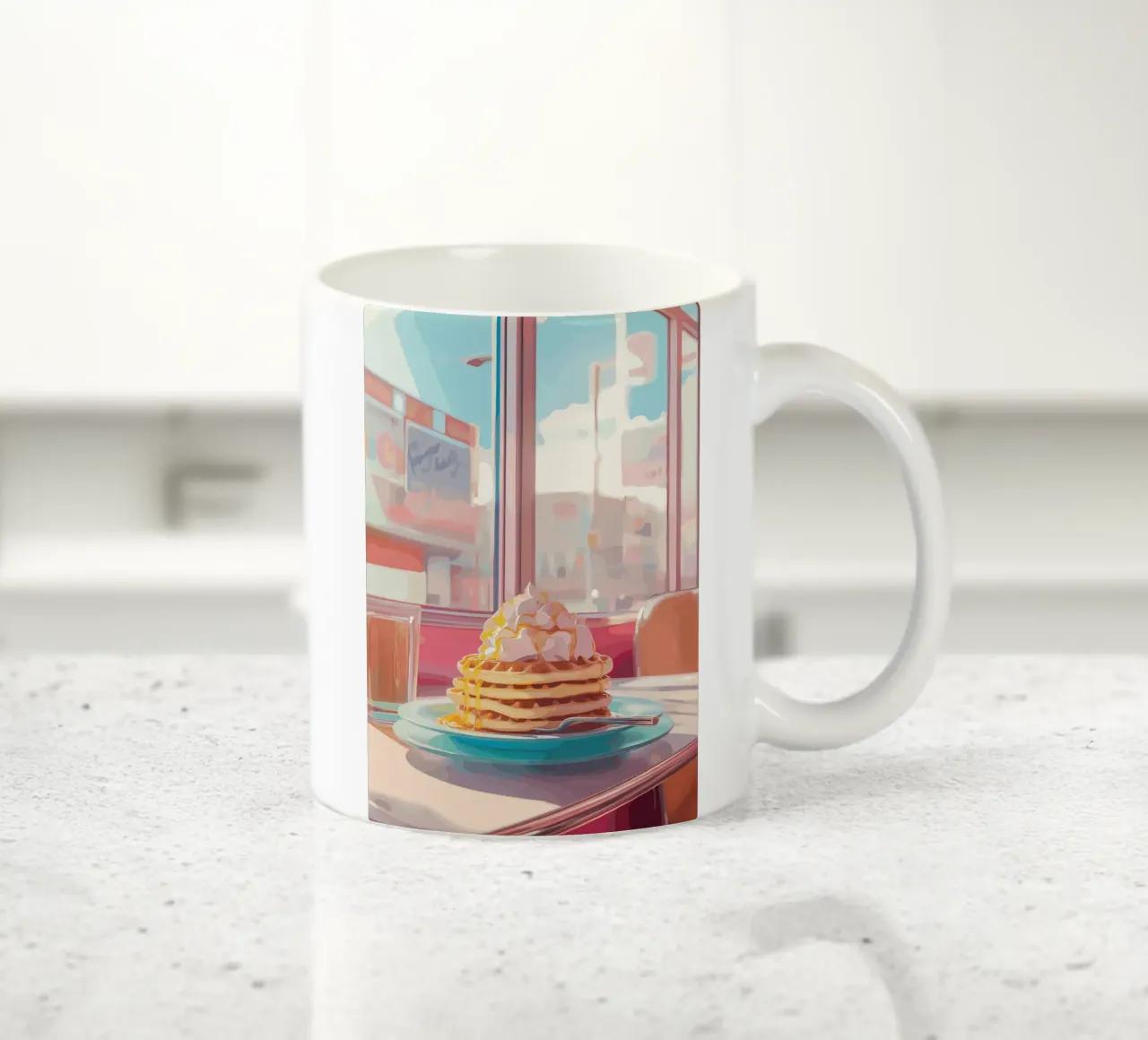 Cialde per la colazione in un ristorante retrò tazza in ceramica da pixelbull - medieval art and more