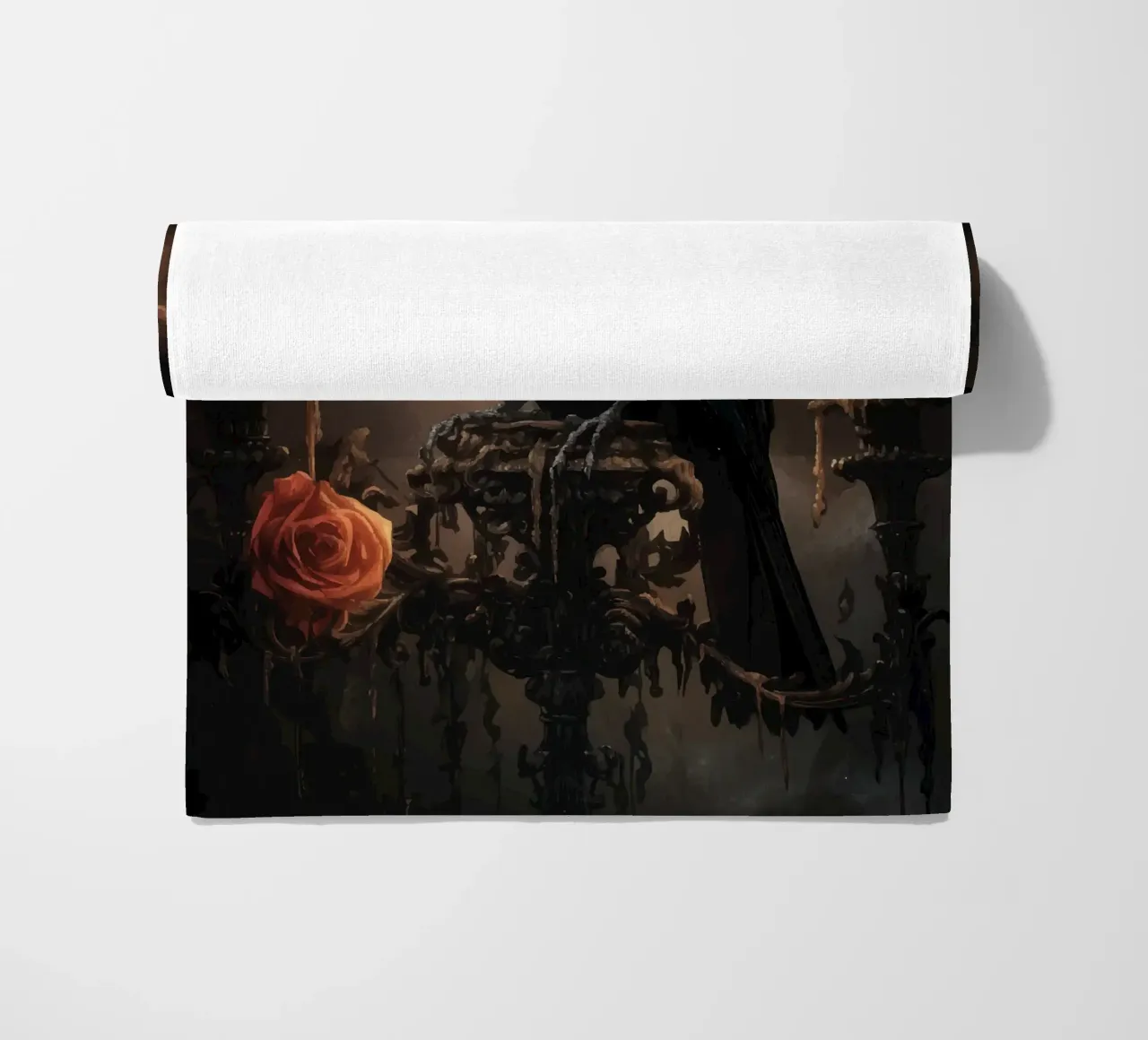 Corvo con occhi lucenti e rose telo mare da pixelbull - medieval art and more