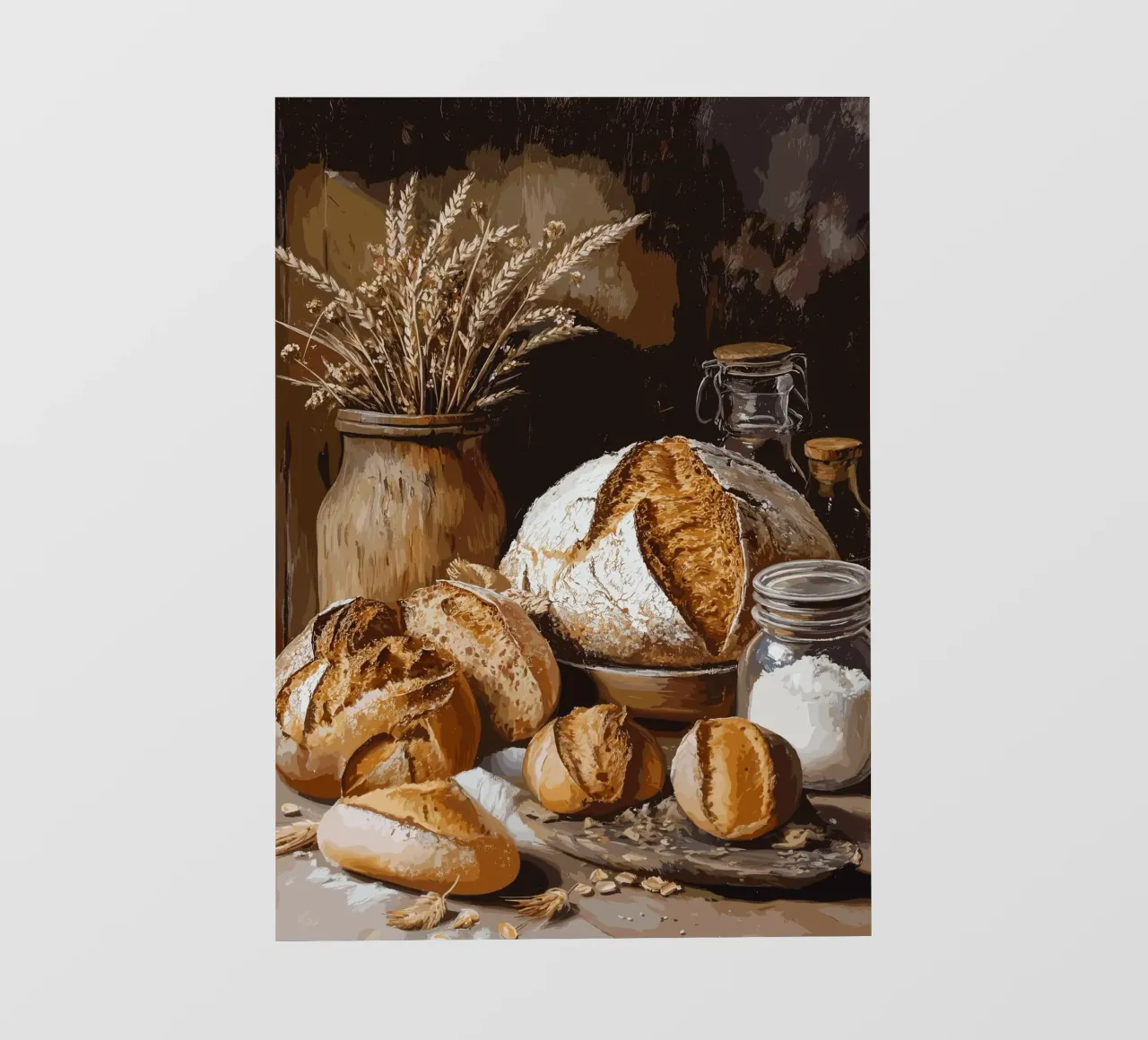 Natura morta rustica con pane e cereali telo in pvc da pixelbull - medieval art and more