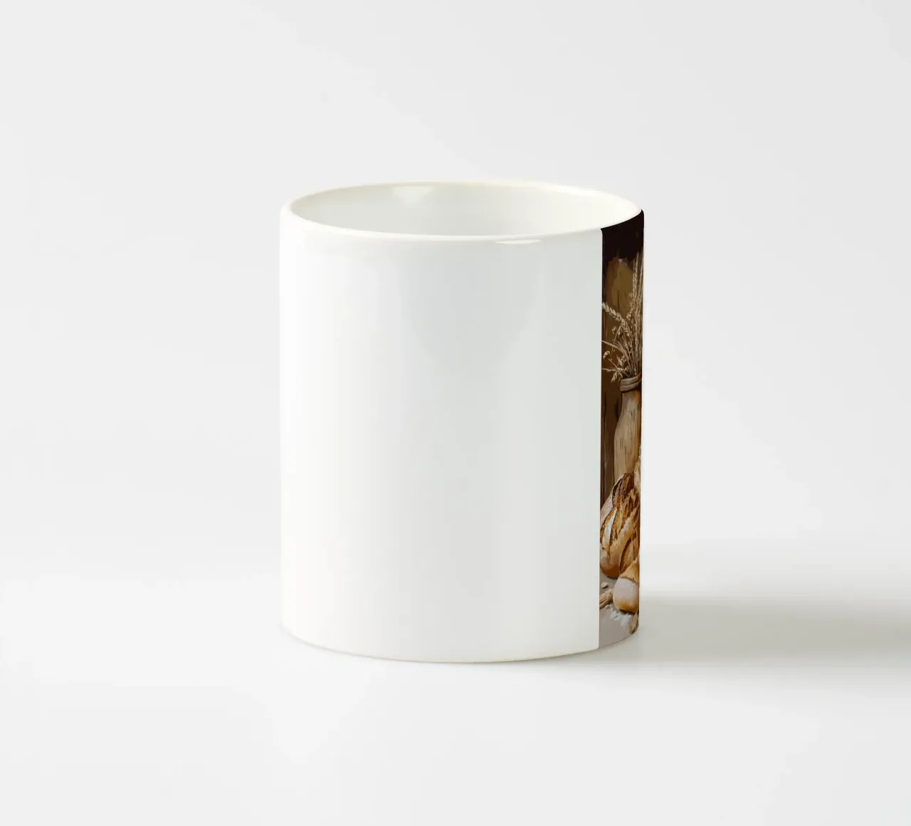 Natura morta rustica con pane e cereali tazza in ceramica da pixelbull - medieval art and more
