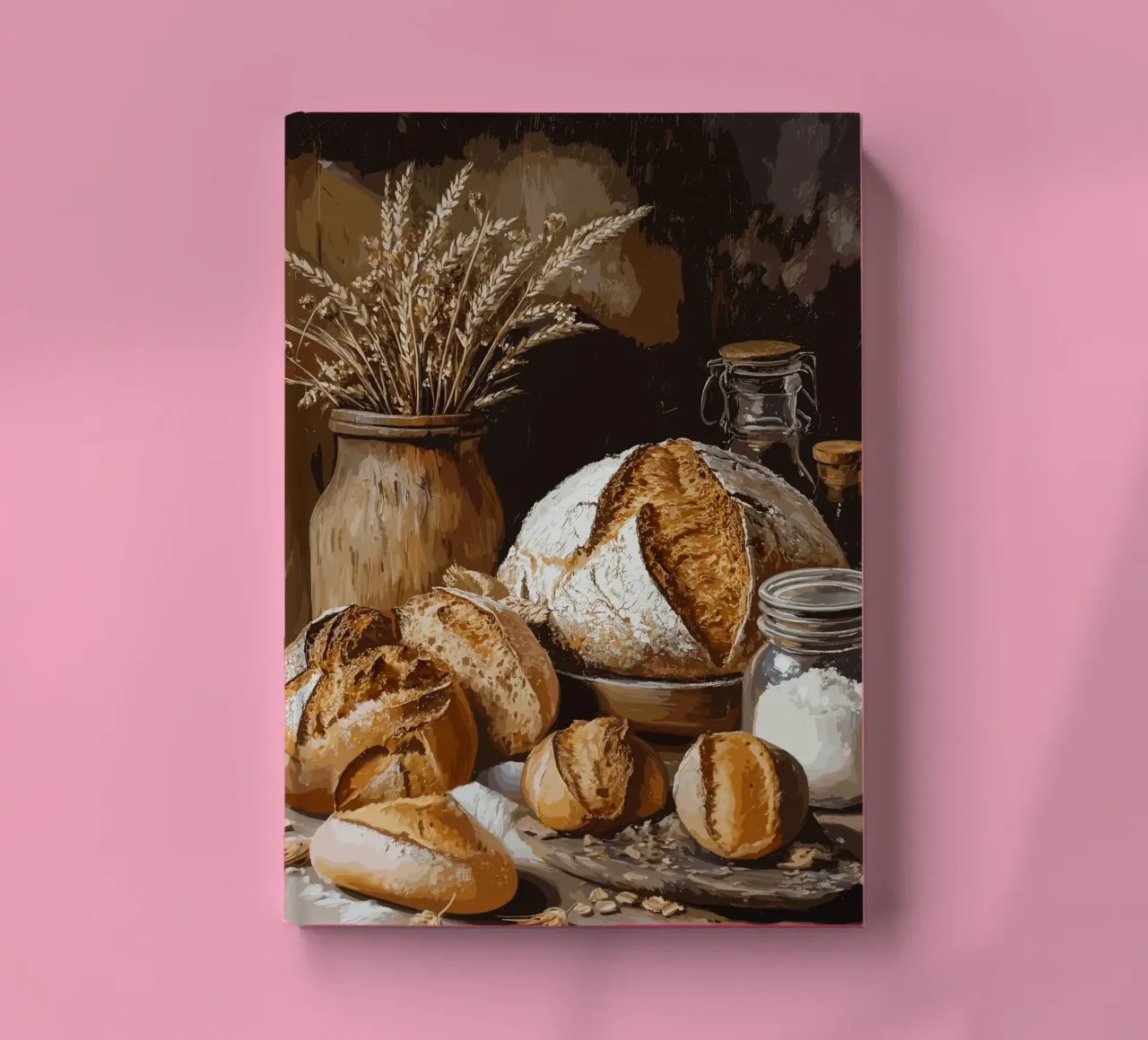 Rustic still life with bread and grain notebook by pixelbull - medieval art and more