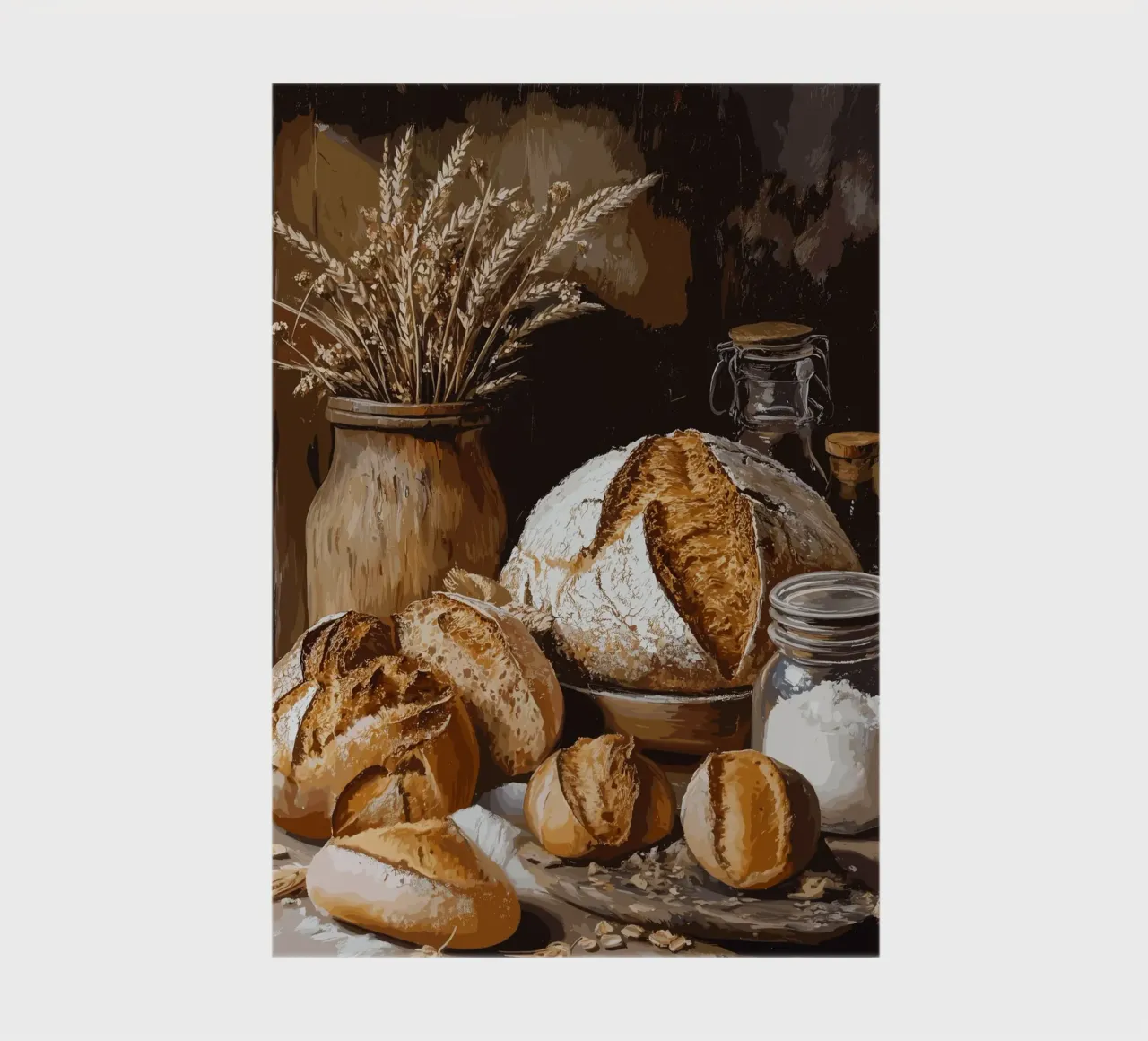 Rustic still life with bread and grain notebook by pixelbull - medieval art and more