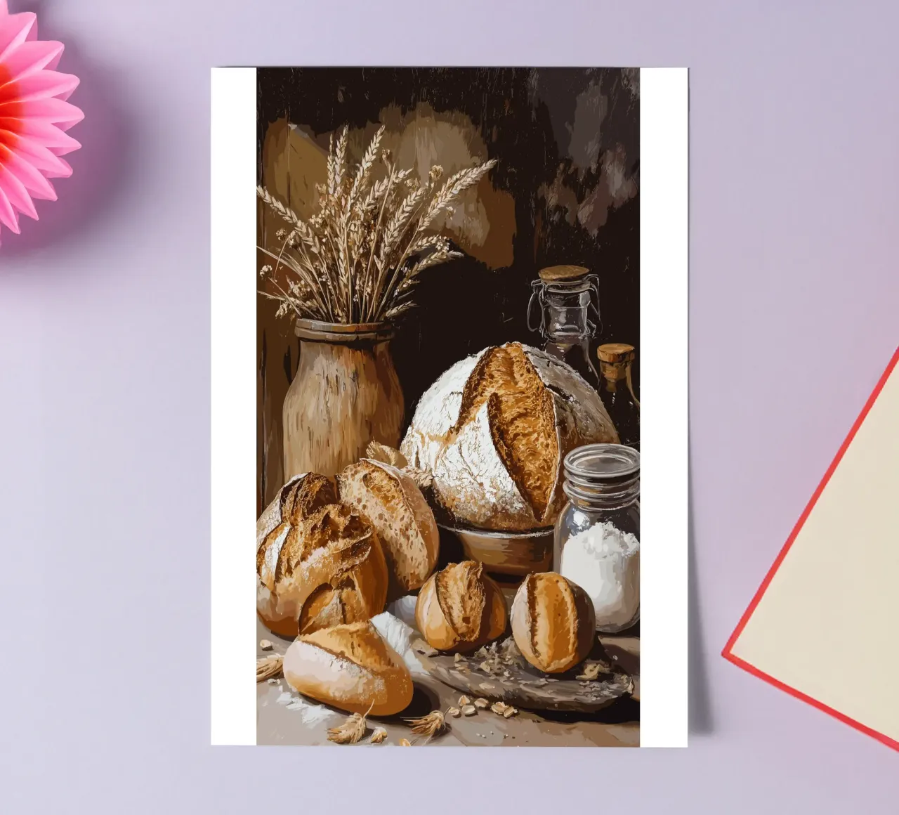 Rustic still life with bread and grain sticker sheet by pixelbull - medieval art and more