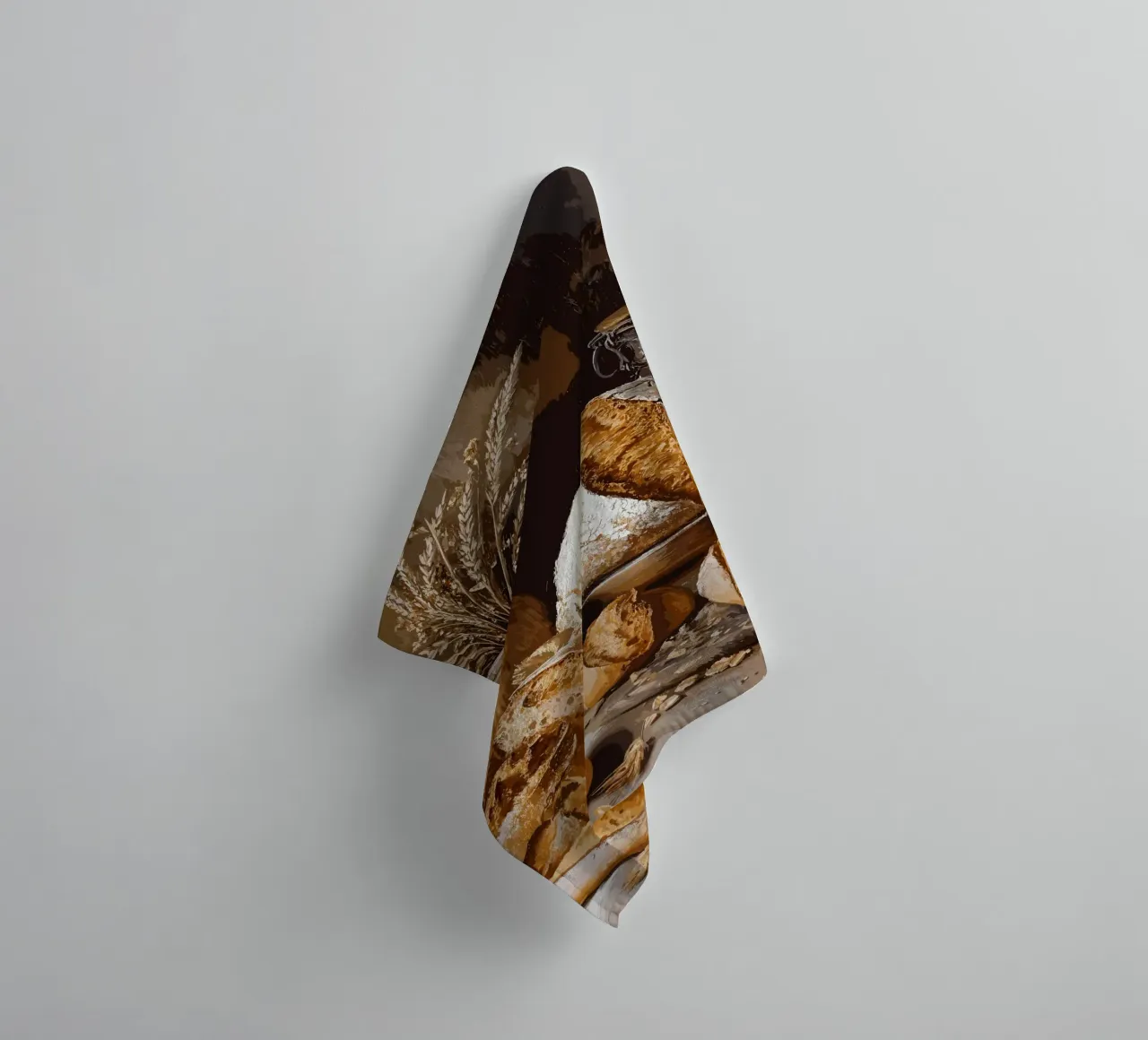 Rustic still life with bread and grain towel by pixelbull - medieval art and more