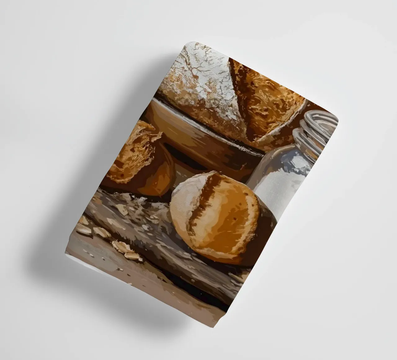 Rustic still life with bread and grain towel by pixelbull - medieval art and more
