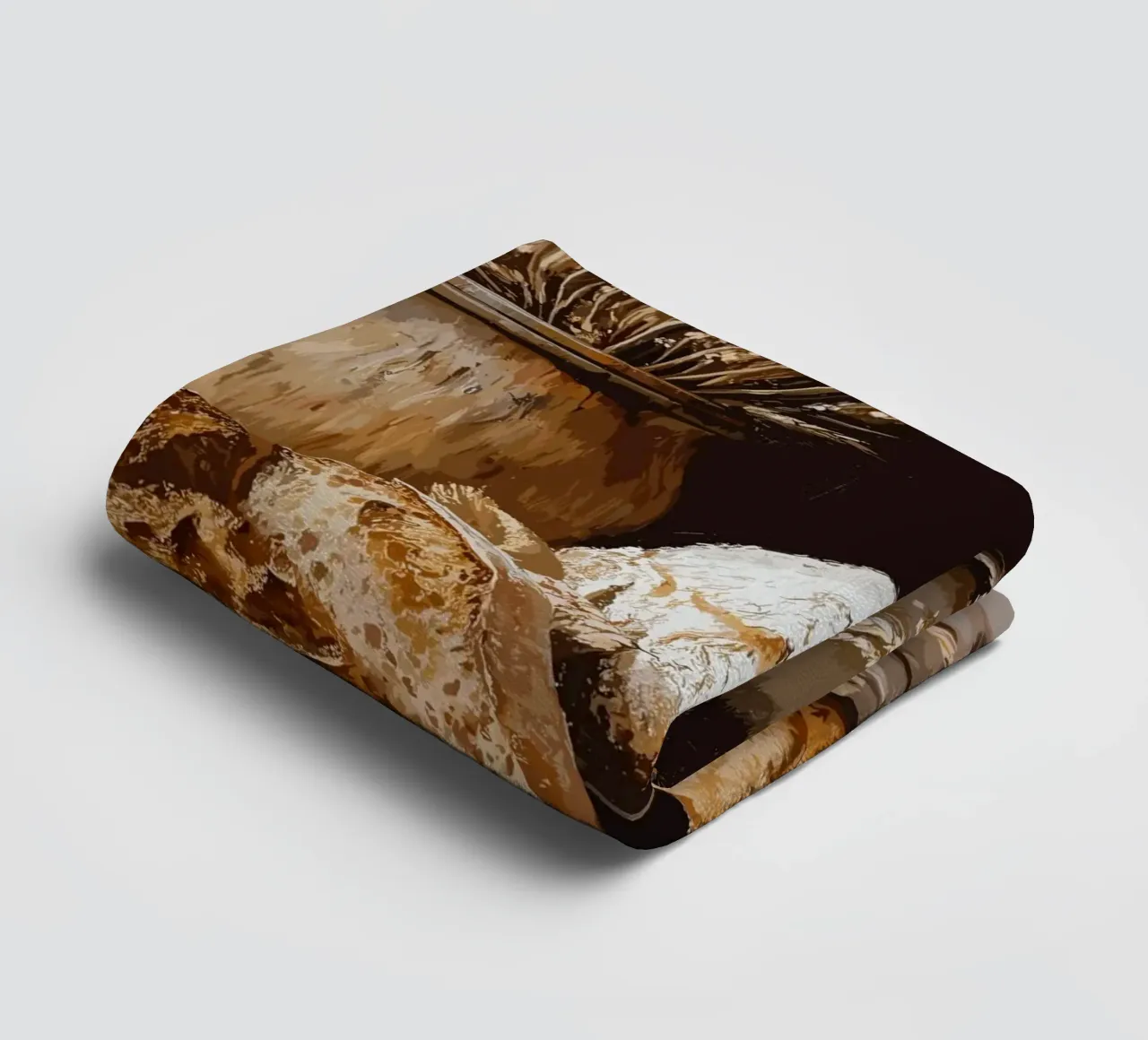 Rustic still life with bread and grain towel by pixelbull - medieval art and more