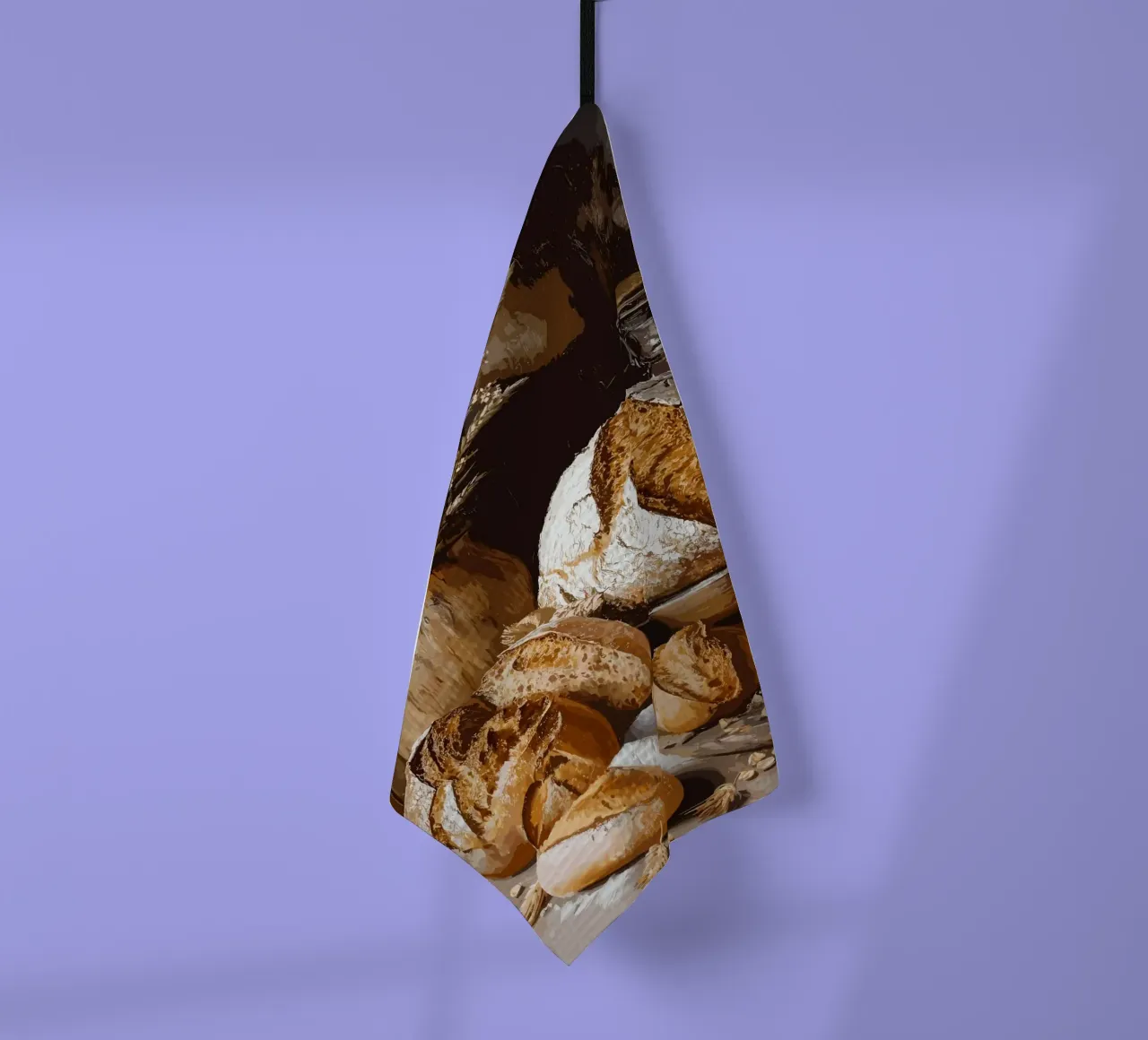 Rustic still life with bread and grain tea towel by pixelbull - medieval art and more