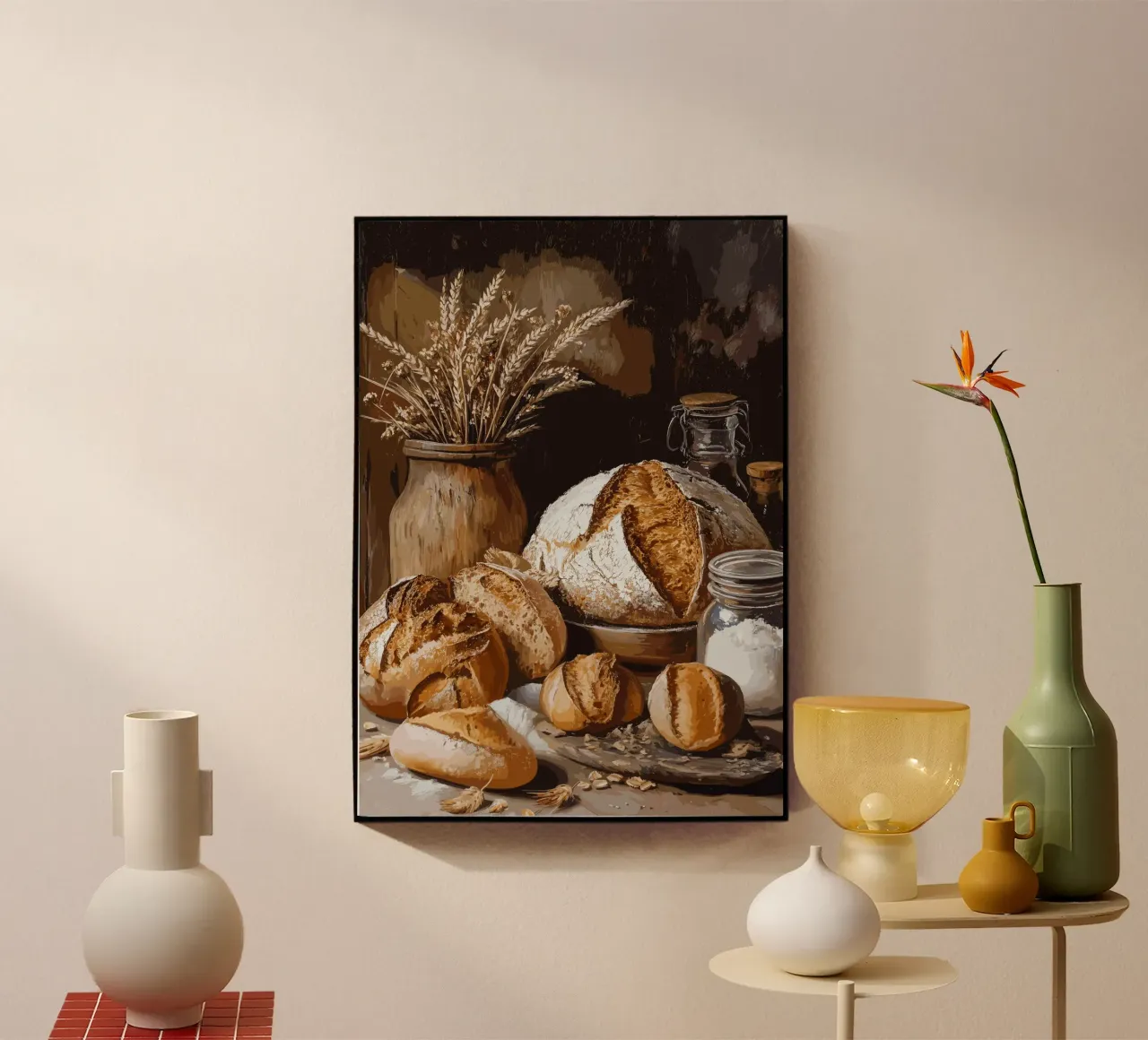 Natura morta rustica con pane e cereali plexiglass da pixelbull - medieval art and more