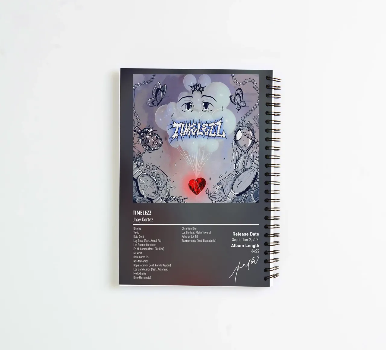 Timelezz (2021) by Jhay Cortez spiral notebook by DGUnder