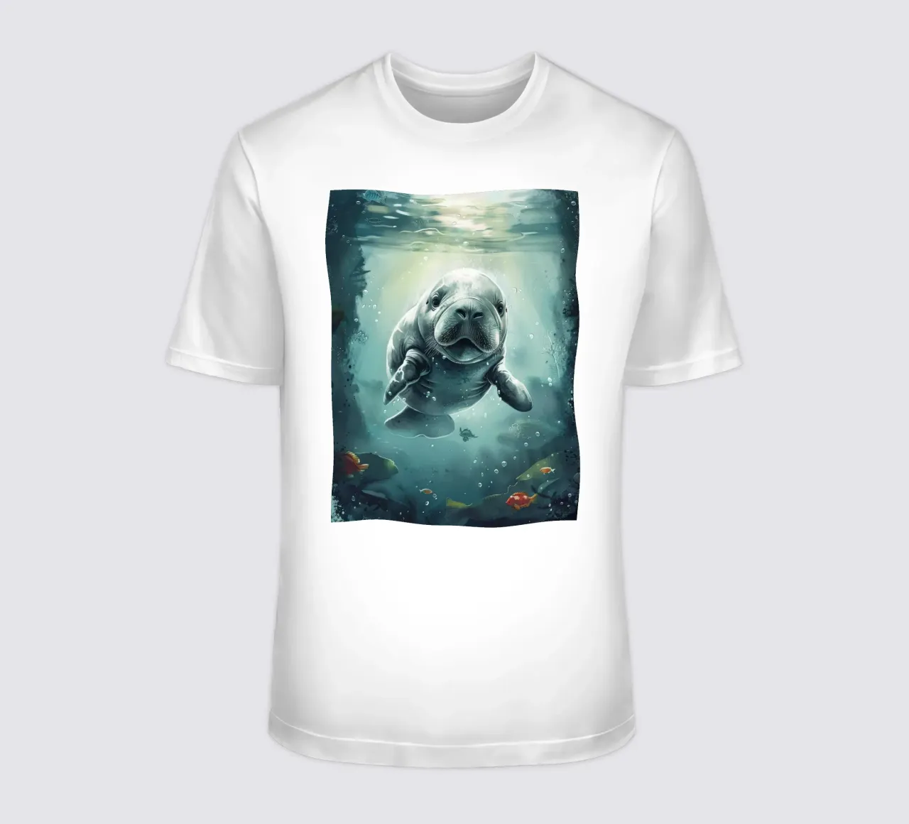 Manatí nadando graciosamente bajo la superficie de un claro camiseta de DesignDoodle
